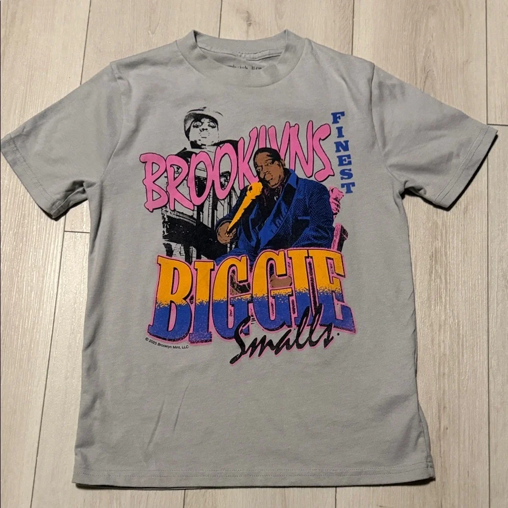 Abercrombie Kids Boys Light Gray Biggie Notorious Graphic Tee size 11/12